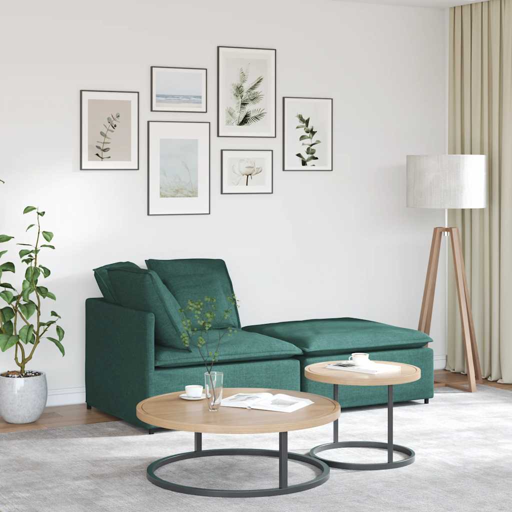 Modulares Sofa mit Fußhocker Kissen Stoff Dunkelgrün