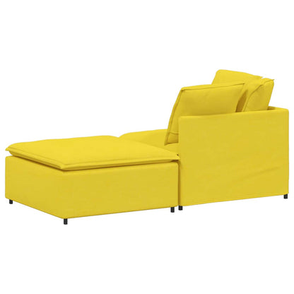 Modulares Sofa mit Fußhocker Kissen Stoff Hellgelb