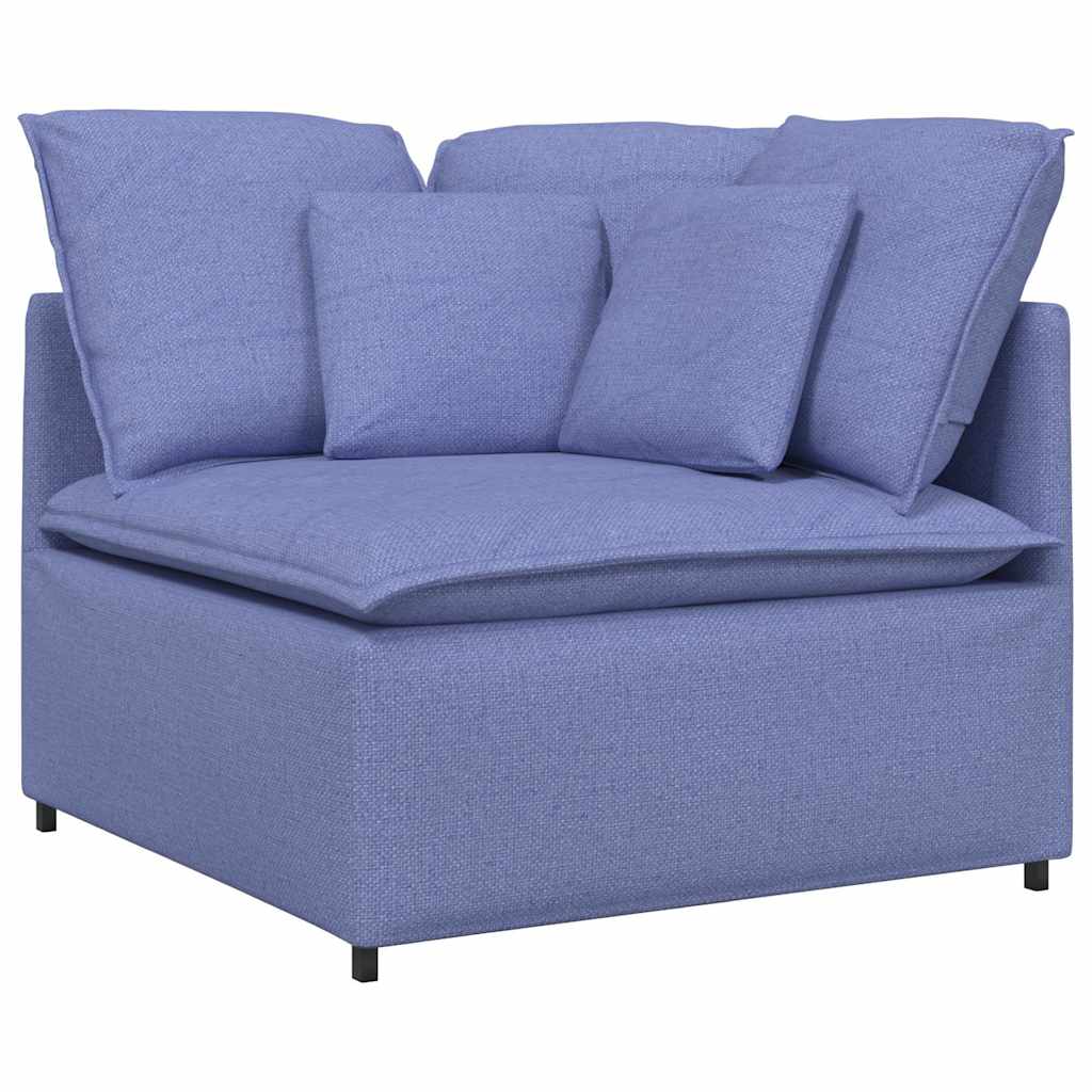 Modulares Sofa mit Fußhocker Kissen Stoff Jeansblau