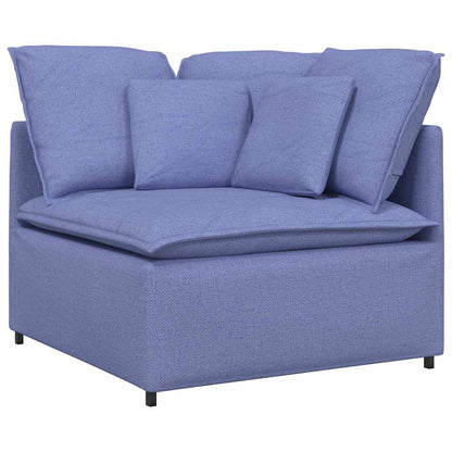 Modulares Sofa mit Fußhocker Kissen Stoff Jeansblau