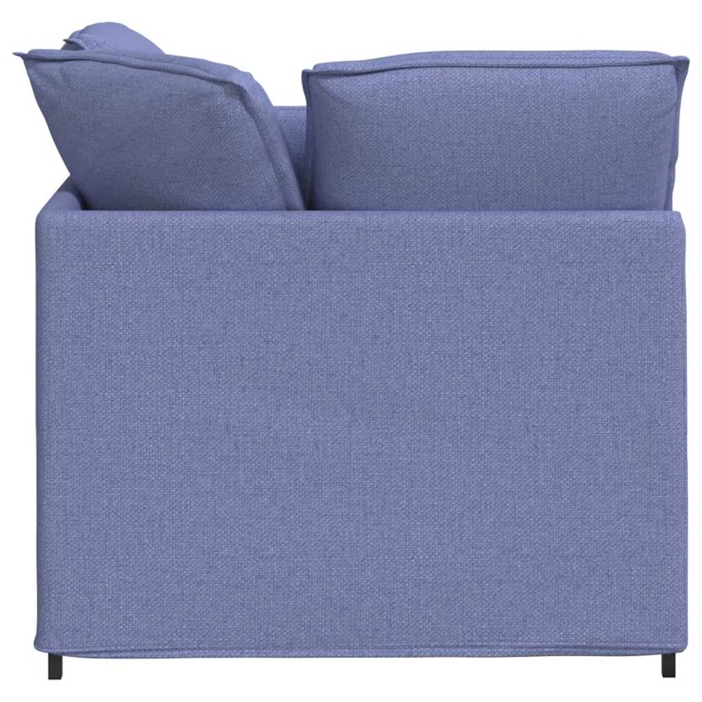Modulares Sofa mit Fußhocker Kissen Stoff Jeansblau