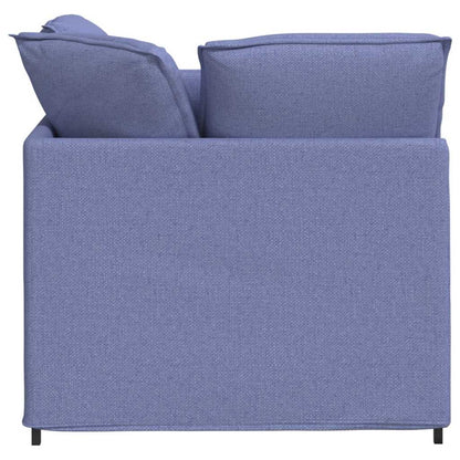 Modulares Sofa mit Fußhocker Kissen Stoff Jeansblau