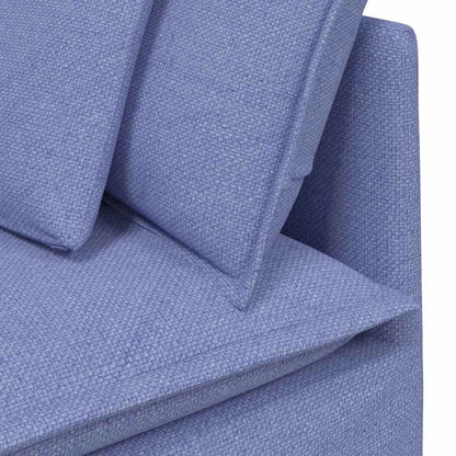Modulares Sofa mit Fußhocker Kissen Stoff Jeansblau