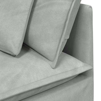 Modulares Sofa mit Fußhocker Kissen Samt Hellgrau