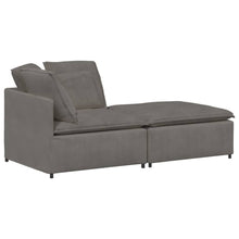 Modulares Sofa mit Fußhocker Kissen Cordstoff Hellgrau