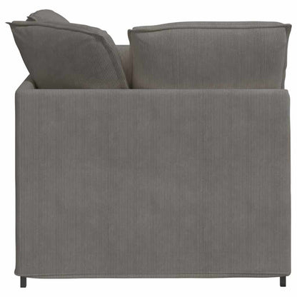Modulares Sofa mit Fußhocker Kissen Cordstoff Hellgrau