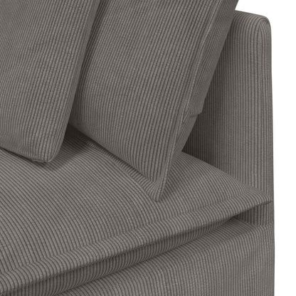 Modulares Sofa mit Fußhocker Kissen Cordstoff Hellgrau