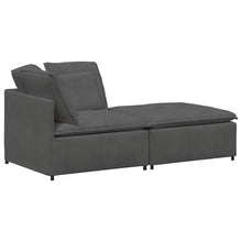 Modulares Sofa mit Fußhocker Kissen Cordstoff Dunkelgrau