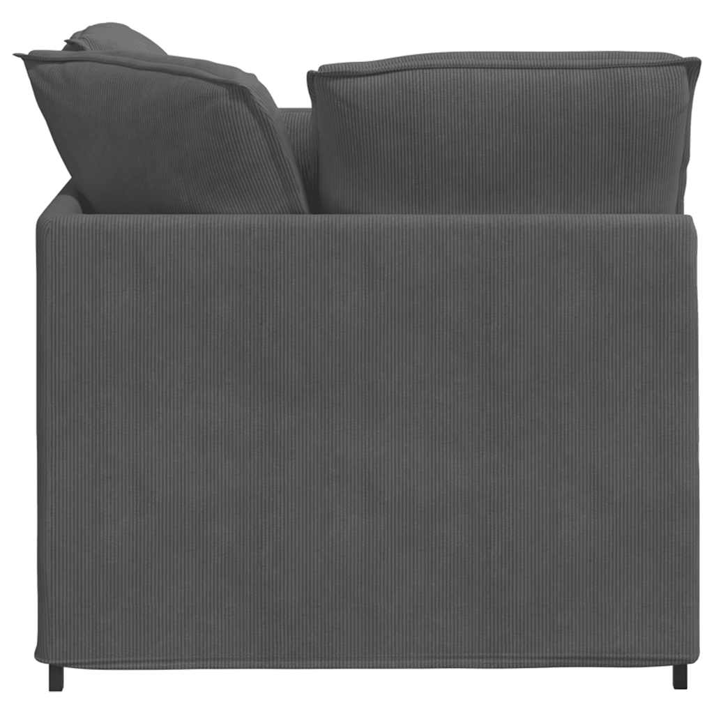 Modulares Sofa mit Fußhocker Kissen Cordstoff Dunkelgrau