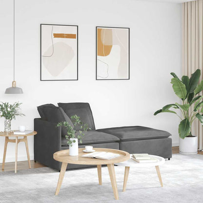 Modulares Sofa mit Fußhocker Kissen Cordstoff Dunkelgrau