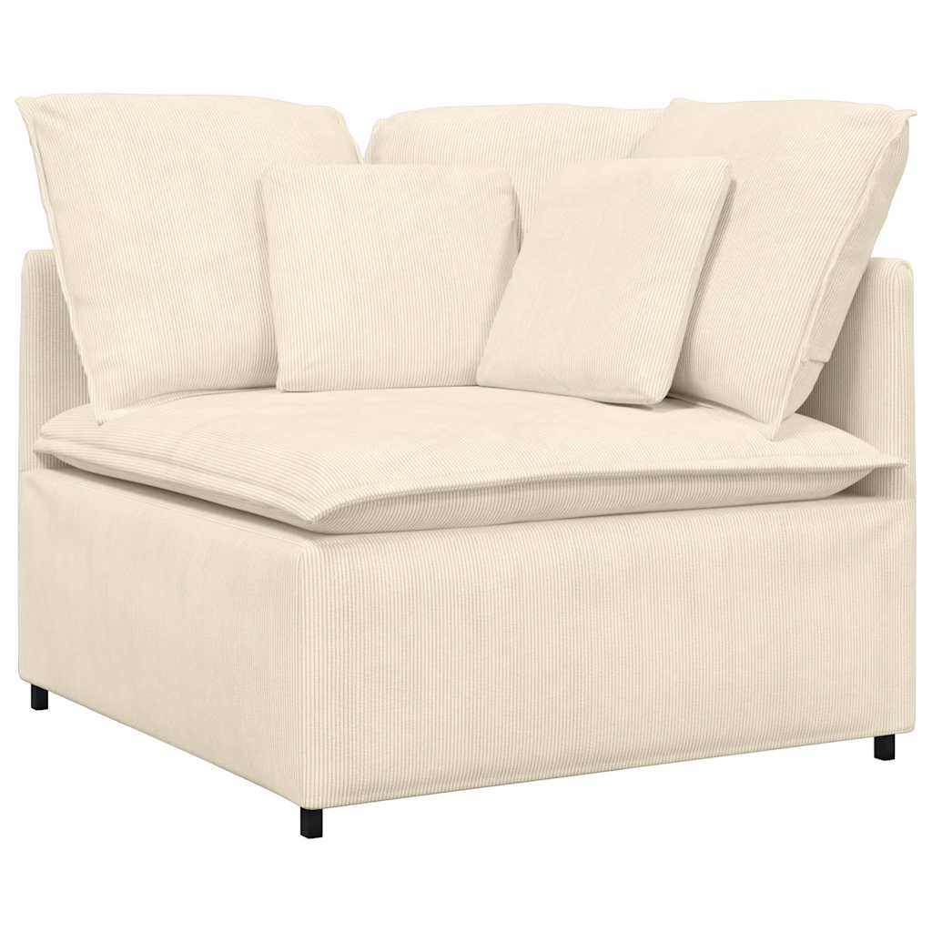 Modulares Sofa mit Fußhocker Kissen Cordstoff Creme