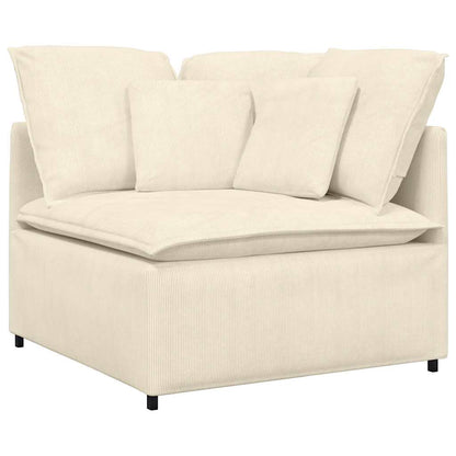Modulares Sofa mit Fußhocker Kissen Cordstoff Creme