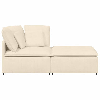 Modulares Sofa mit Fußhocker Kissen Cordstoff Creme