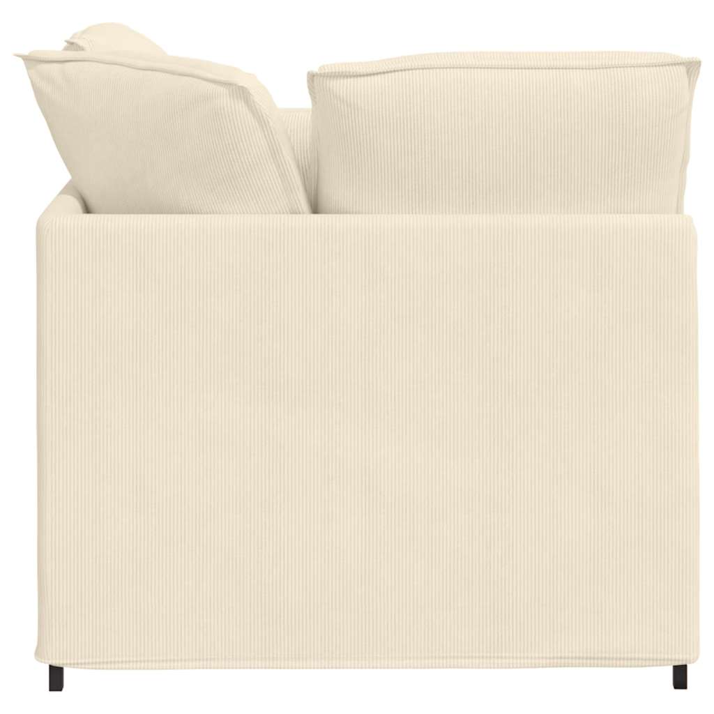 Modulares Sofa mit Fußhocker Kissen Cordstoff Creme