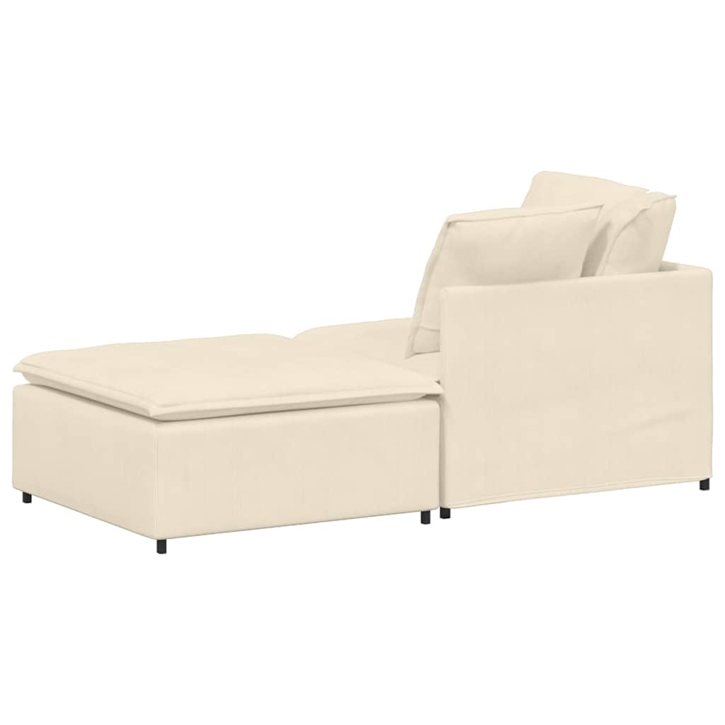 Modulares Sofa mit Fußhocker Kissen Cordstoff Creme