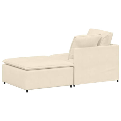 Modulares Sofa mit Fußhocker Kissen Cordstoff Creme