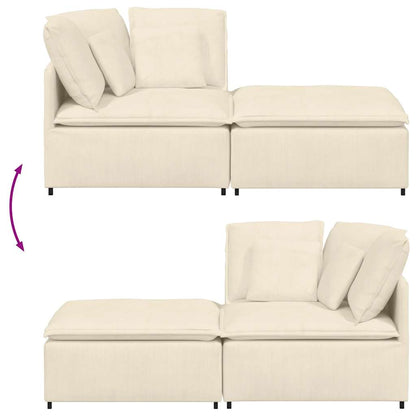 Modulares Sofa mit Fußhocker Kissen Cordstoff Creme