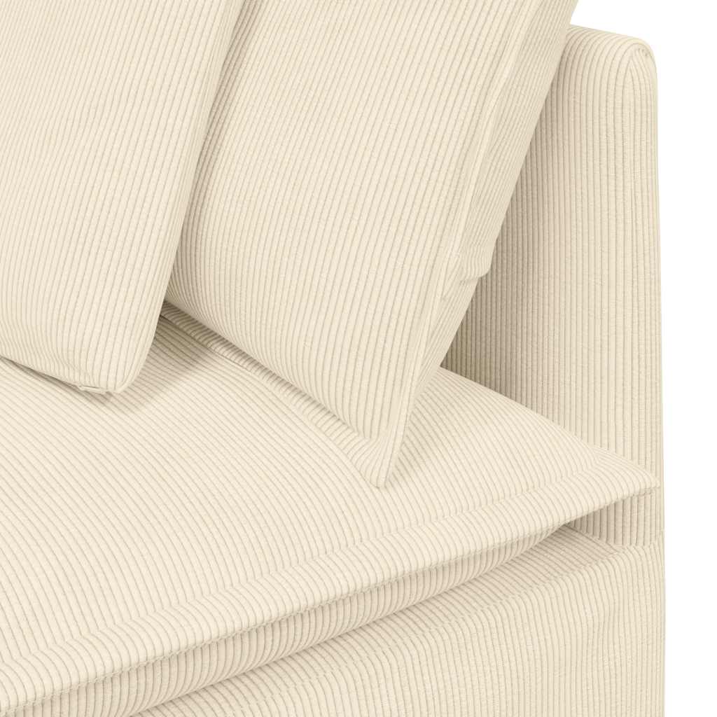 Modulares Sofa mit Fußhocker Kissen Cordstoff Creme