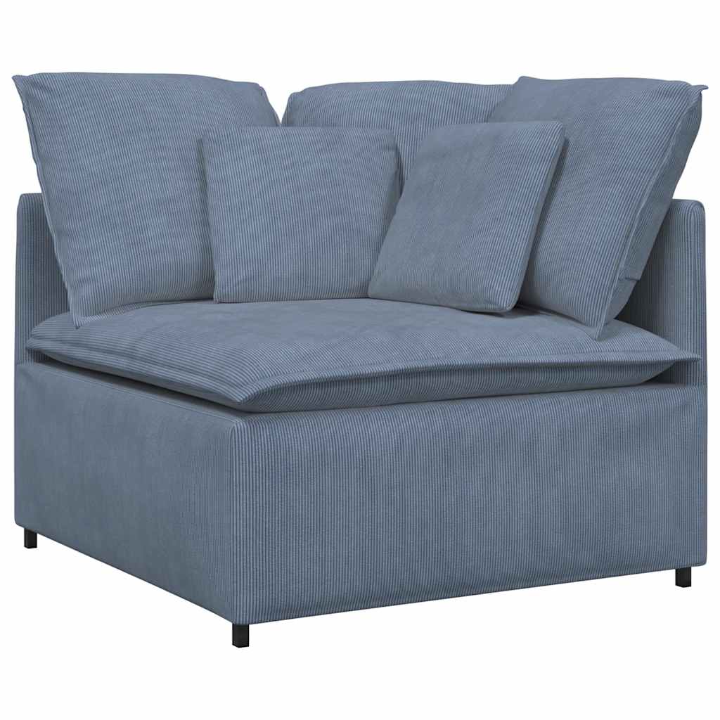 Modulares Sofa mit Fußhocker Kissen Cordstoff Blau