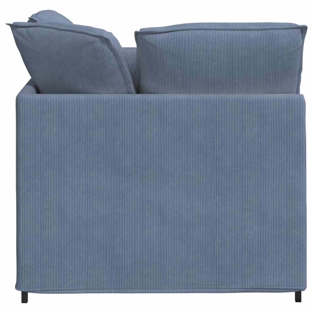 Modulares Sofa mit Fußhocker Kissen Cordstoff Blau