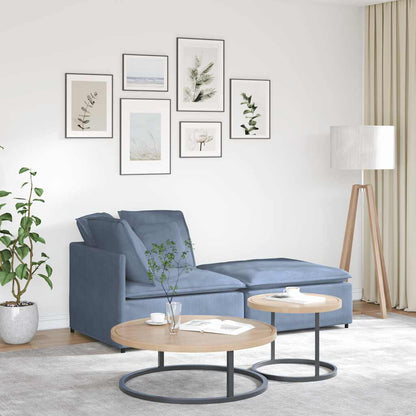 Modulares Sofa mit Fußhocker Kissen Cordstoff Blau