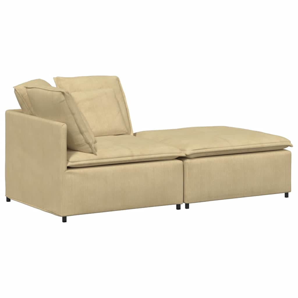 Modulares Sofa mit Fußhocker Kissen Cordstoff Graugrün