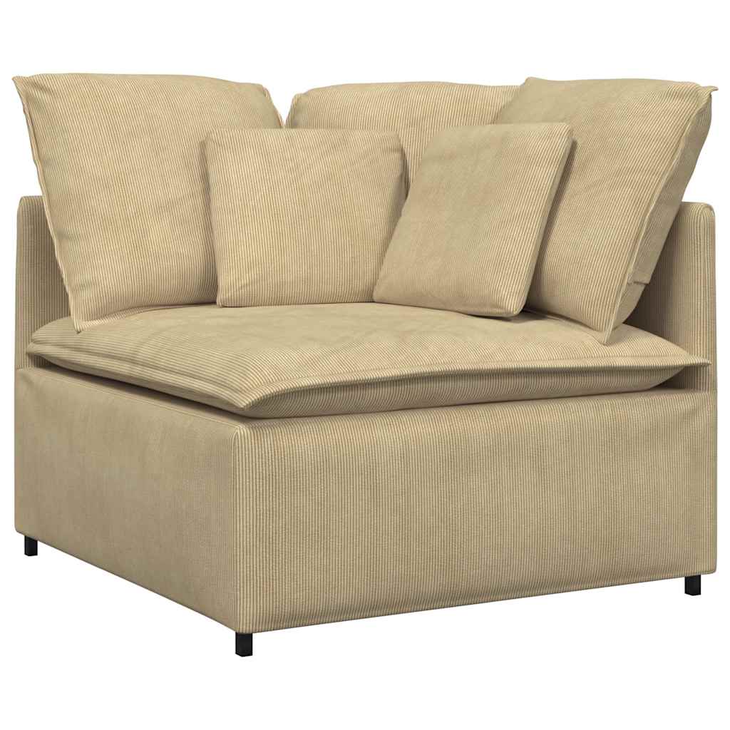 Modulares Sofa mit Fußhocker Kissen Cordstoff Graugrün