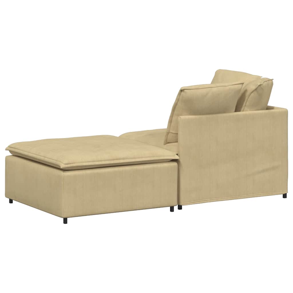 Modulares Sofa mit Fußhocker Kissen Cordstoff Graugrün