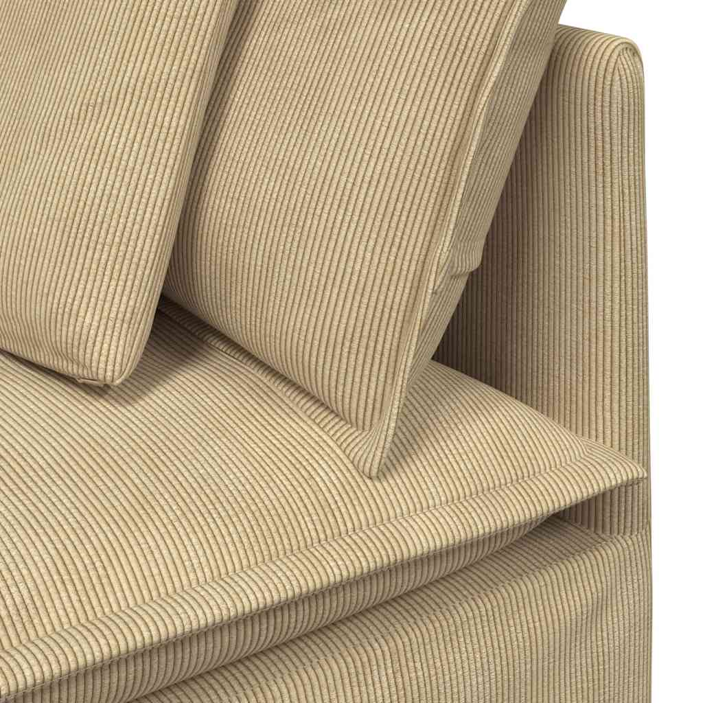 Modulares Sofa mit Fußhocker Kissen Cordstoff Graugrün