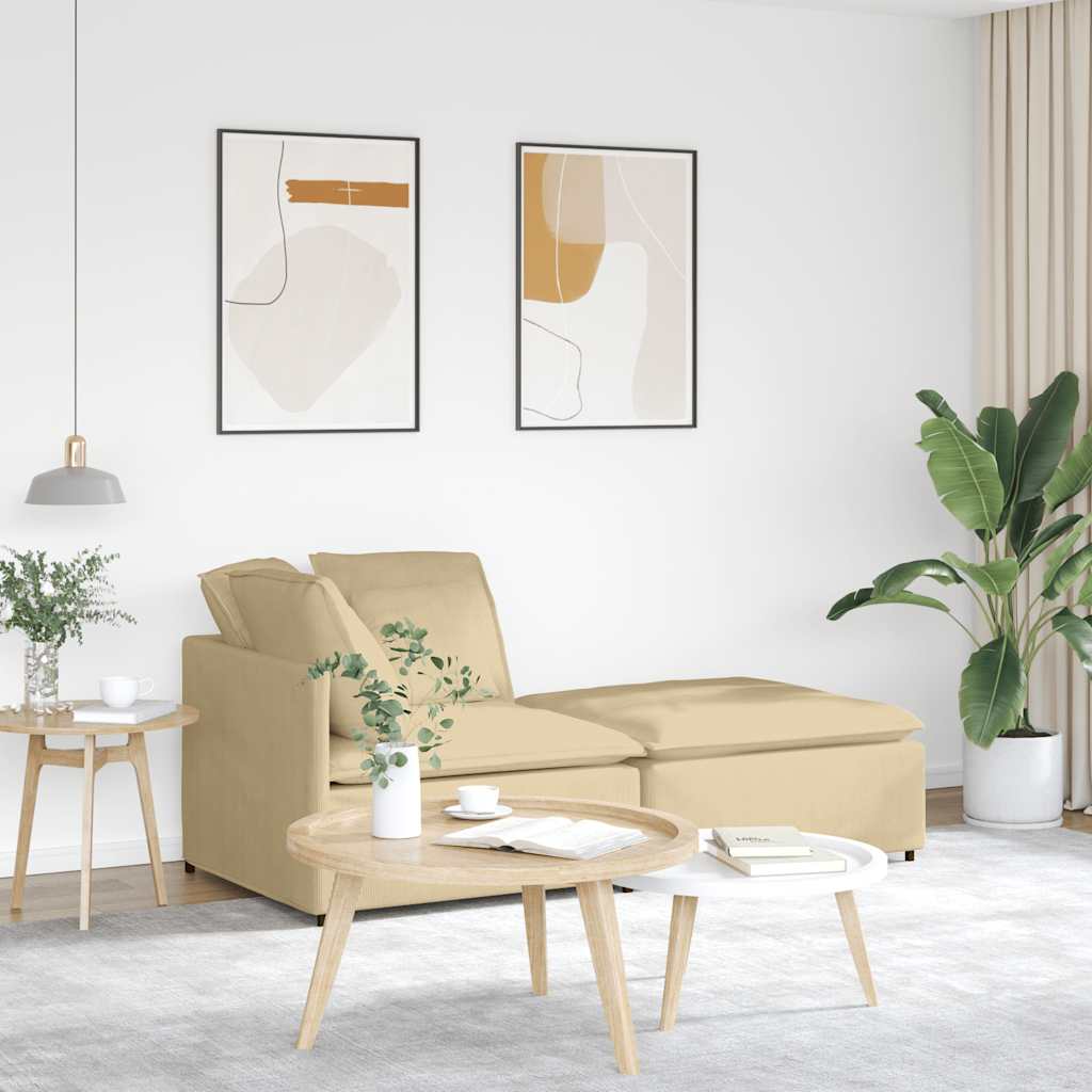 Modulares Sofa mit Fußhocker Kissen Cordstoff Graugrün