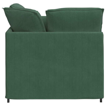 Modulares Sofa mit Fußhocker Kissen Cordstoff Dunkelgrün