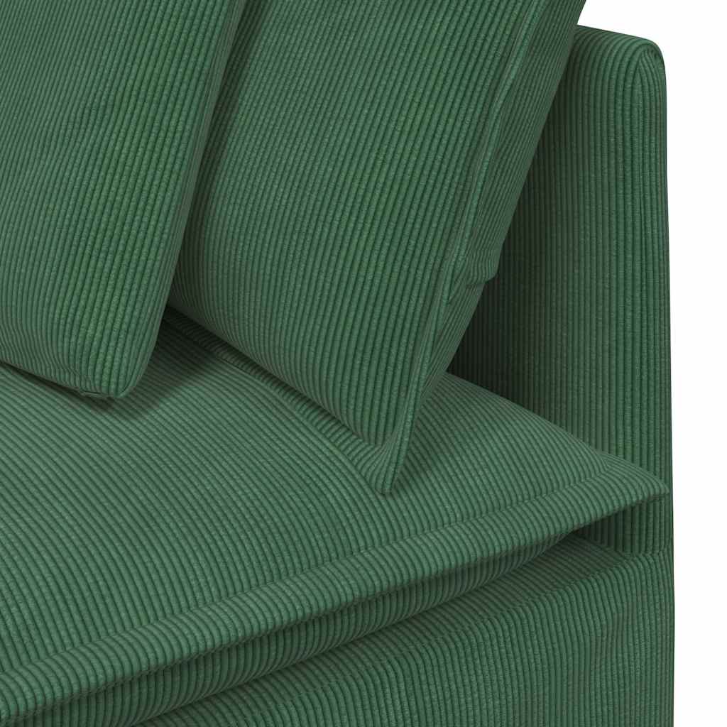 Modulares Sofa mit Fußhocker Kissen Cordstoff Dunkelgrün
