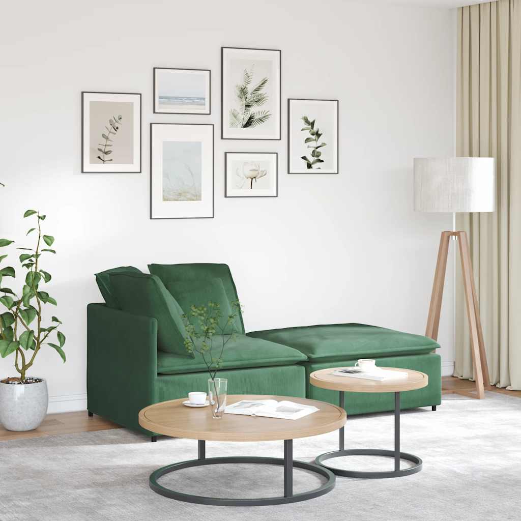 Modulares Sofa mit Fußhocker Kissen Cordstoff Dunkelgrün