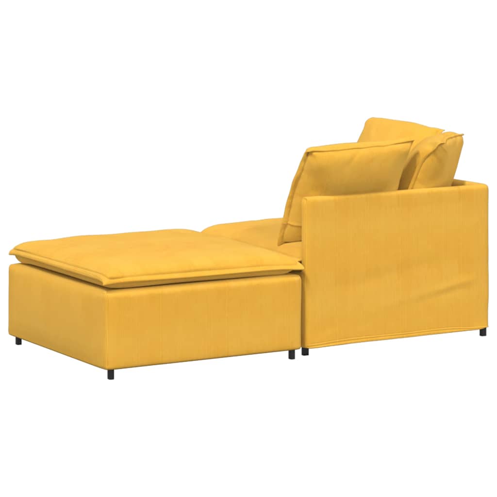 Modulares Sofa mit Fußhocker Kissen Cordstoff Hellgelb