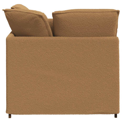 Modulares Sofa mit Hocker Kissen Stoff in Lammwolloptik Beige