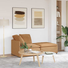 Modulares Sofa mit Hocker Kissen Stoff in Lammwolloptik Beige
