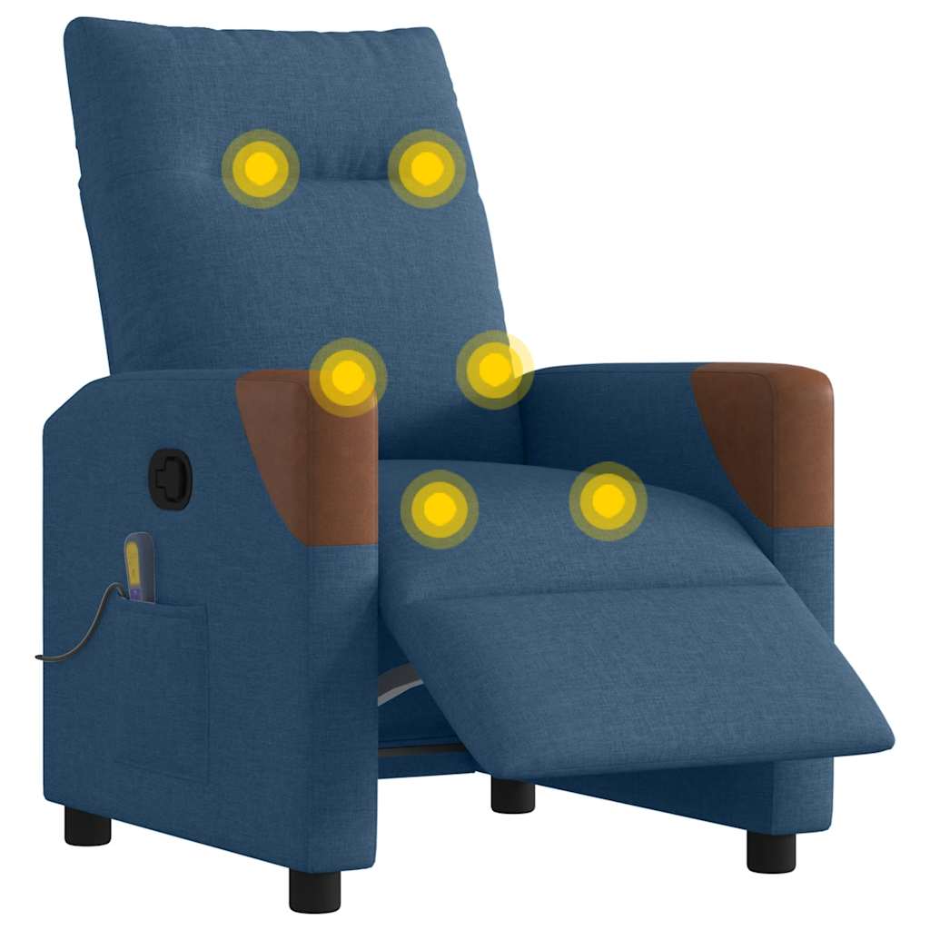 Massagesessel Elektrisch Blau Stoff