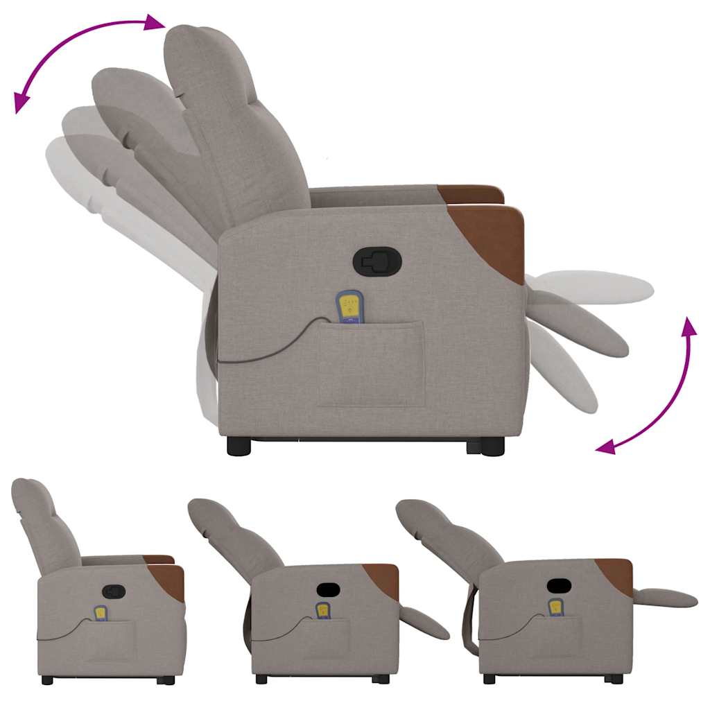 Massagesessel mit Aufstehhilfe Taupe Stoff