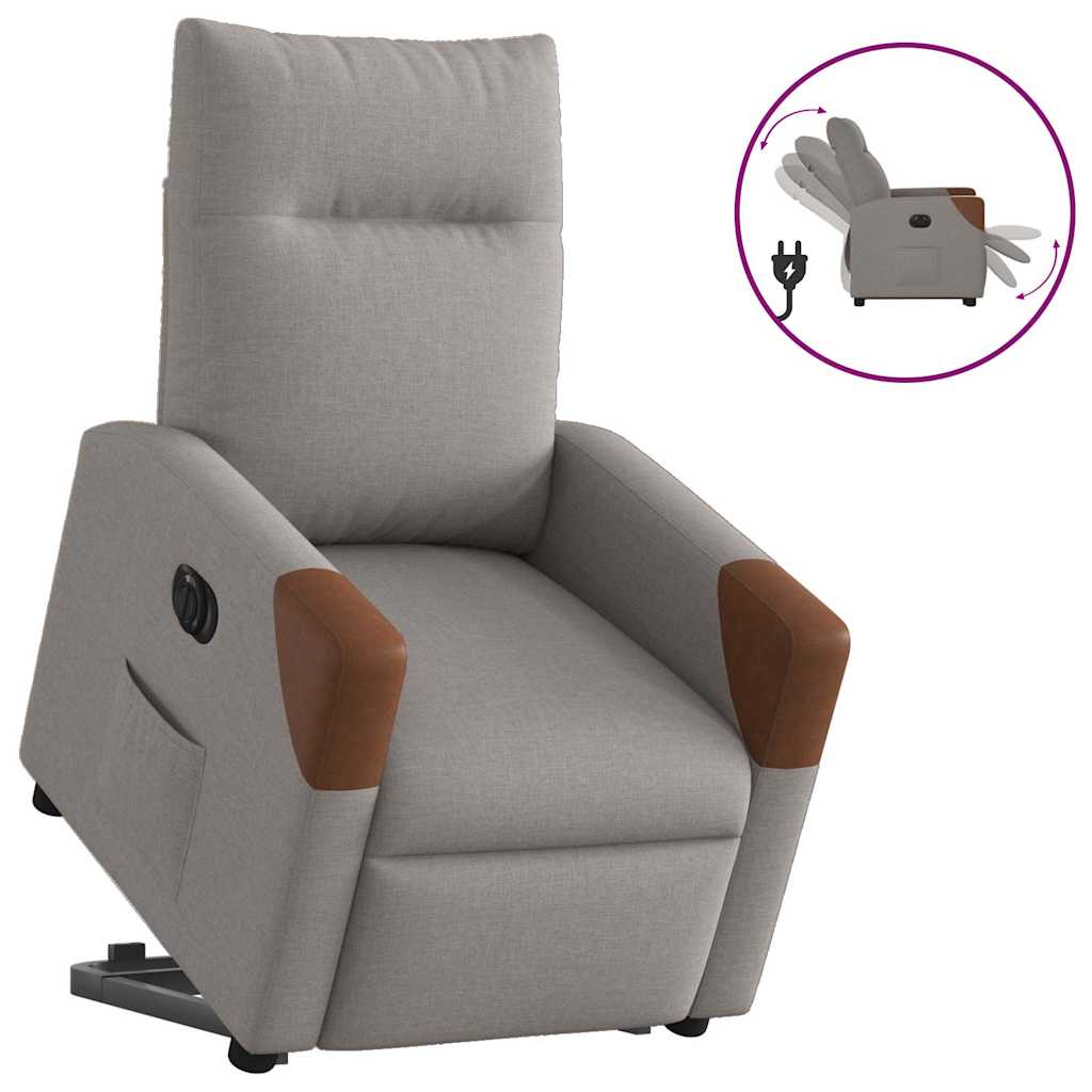 Relaxsessel mit Aufstehhilfe Elektrisch Taupe Stoff
