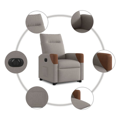 Relaxsessel mit Aufstehhilfe Elektrisch Taupe Stoff