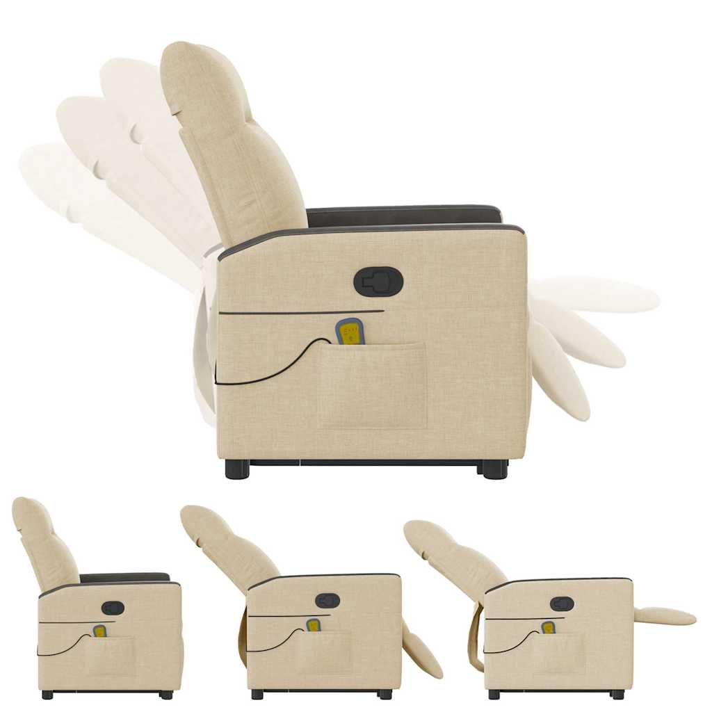 Massagesessel mit Aufstehhilfe Creme Stoff