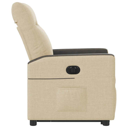 Relaxsessel mit Aufstehhilfe Elektrisch Creme Stoff