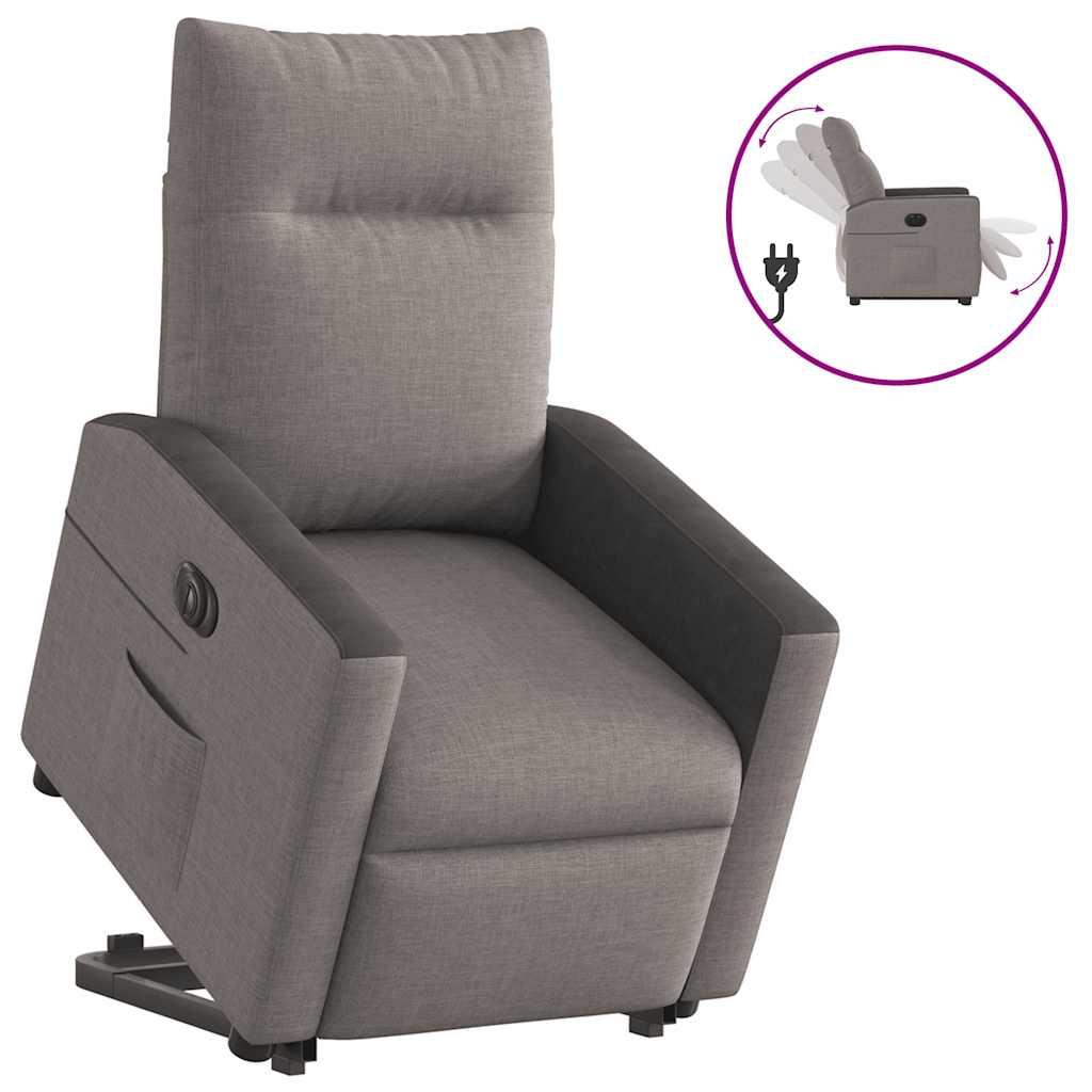 Relaxsessel mit Aufstehhilfe Elektrisch Taupe Stoff