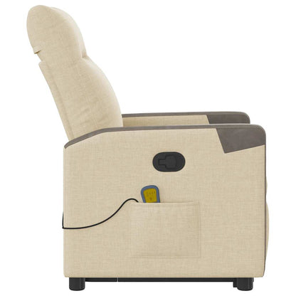 Massagesessel mit Aufstehhilfe Creme Stoff
