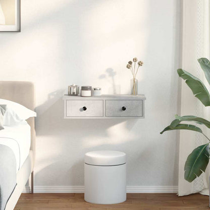 Wandregal mit Schubladen Betongrau 60x28x15 cm Holzwerkstoff