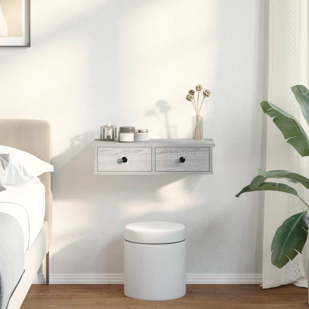 Wandregal mit Schubladen Grau Sonoma 60x28x15 cm Holzwerkstoff