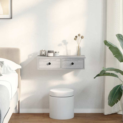 Wandregal mit Schubladen Grau Sonoma 60x28x15 cm Holzwerkstoff