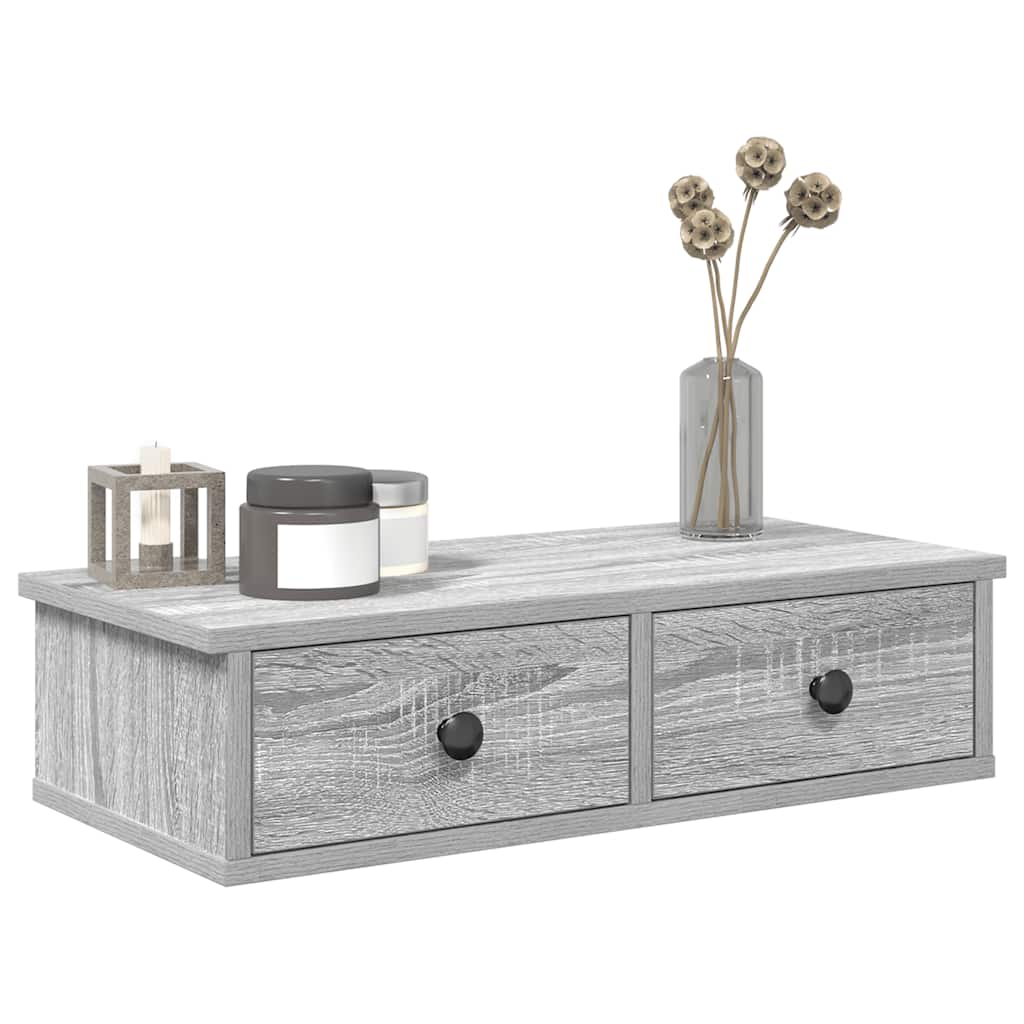 Wandregal mit Schubladen Grau Sonoma 60x28x15 cm Holzwerkstoff