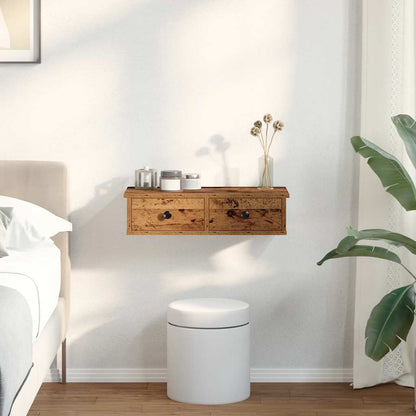 Wandregal mit Schubladen Altholz-Optik 60x28x15cm Holzwerkstoff