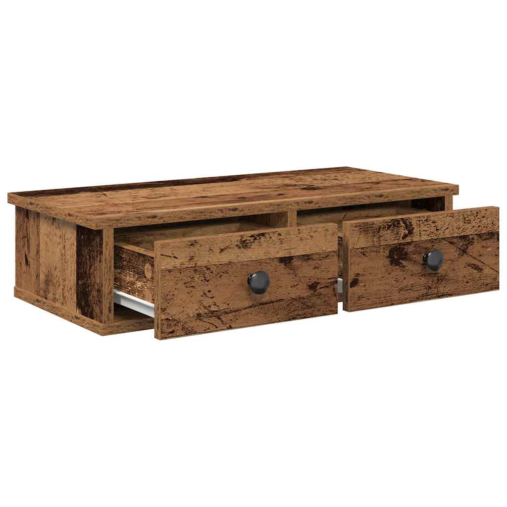 Wandregal mit Schubladen Altholz-Optik 60x28x15cm Holzwerkstoff